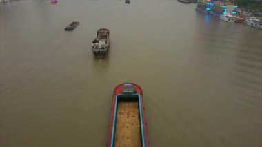 Akşam vakti Shanghai şehir manzaralı pudong şehir merkezindeki Bay Air Panorama 4k porseleni.