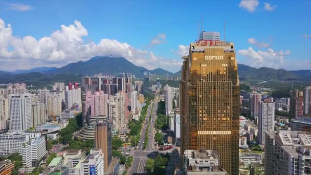 Shen Zhen Stadsbilden Footage Dag Tid Panorama — Stockvideo