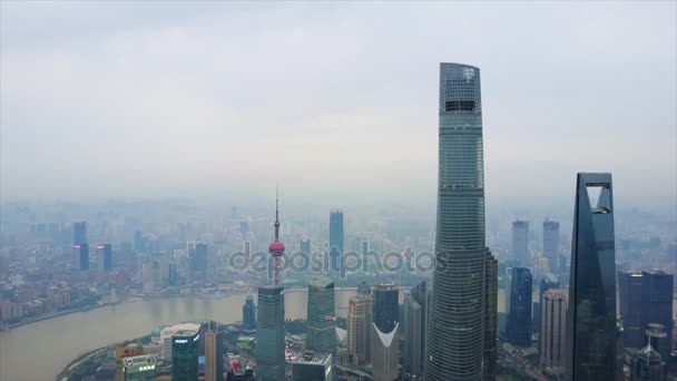 Shanghai Cityscape Letecké Panorama Porcelán — Stock video