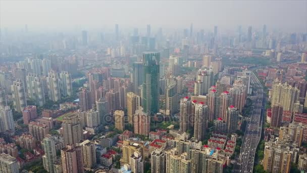 Shanghai Cityscape Légi Panoráma Kína — Stock videók
