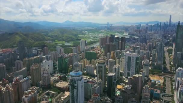 Shen Zhen Imágenes Del Paisaje Urbano Panorama Del Día — Vídeos de Stock