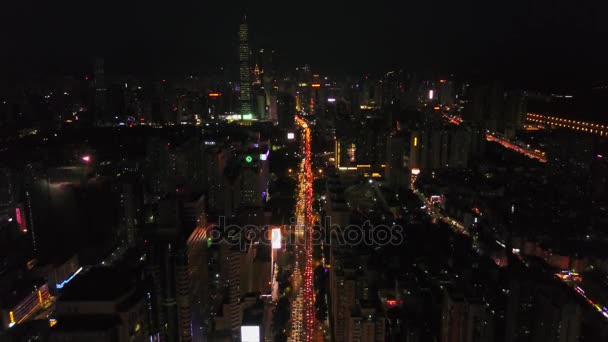 Shen Zhen Paesaggio Urbano Panorama Del Traffico Notte — Video Stock