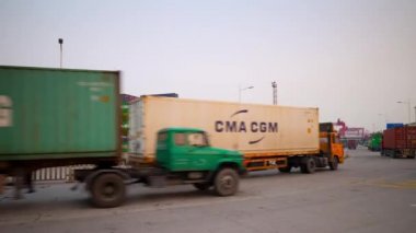 Shen Zhen timelapse dock cityscape görüntüleri panorama