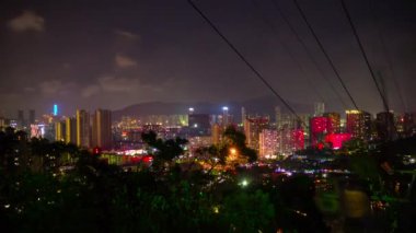 Çin gece ışıklı zhuhai şehir trafik sokak kavşak hava panorama 4k zaman atlamalı