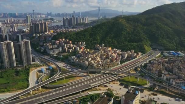 Zhuhai stadsgezicht verkeer panorama — Stockvideo