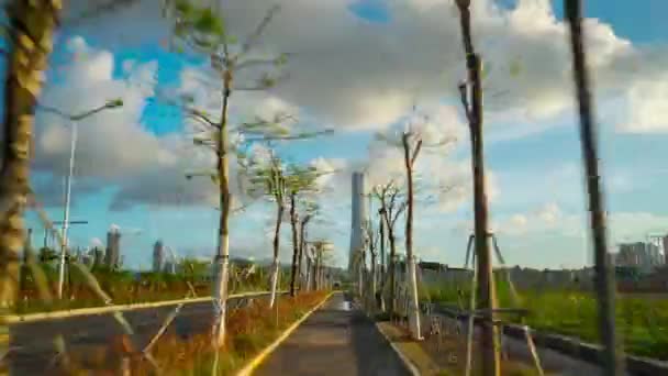 中国夜景照亮珠海城市交通街十字路口空中全景4k 延时 — 图库视频影像