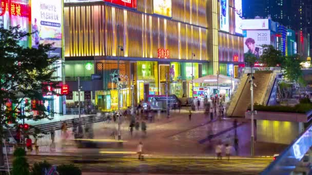 Shen Zhen Stadsbilden Trafik Med Människor Timelapse Film Panorama — Stockvideo