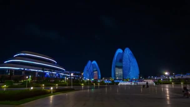 Νύχτα Φωτίζεται Wuhan Cityscape Εναέρια Πανόραμα Κίνα — Αρχείο Βίντεο
