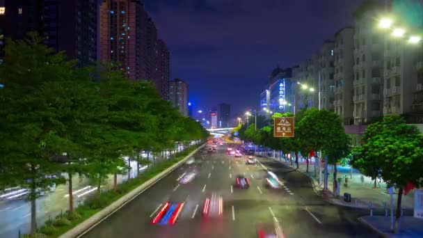 Nuit Guangzhou Paysage Urbain Panorama Aérien Circulation Timelapse Images Chine — Video