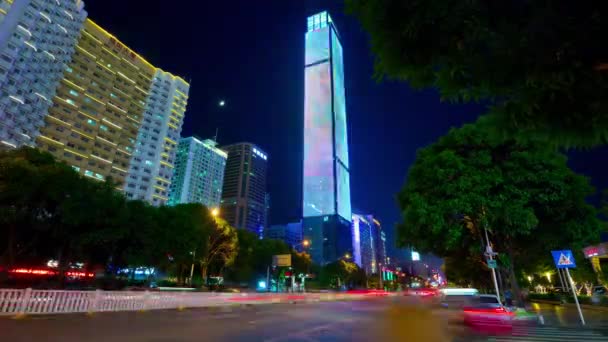 Shen Zhen Tráfico Paisaje Urbano Con Gente Timelapse Metraje Panorama — Vídeos de Stock