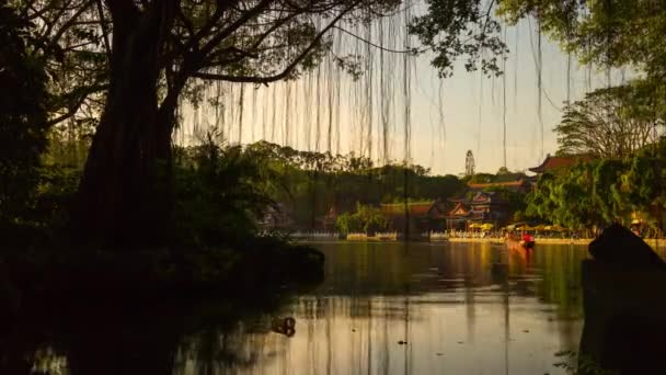 Día Soleado Zhuhai Ciudad Famoso Parque Jingshan Lago Panorama Timelapse — Vídeos de Stock