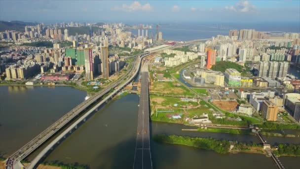 Zhuhai cityscape Rating panorama — Stok video