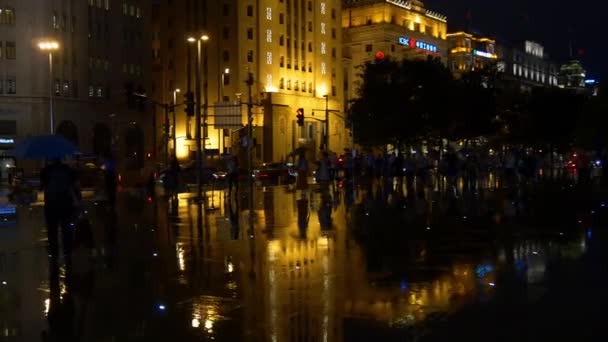 Gece Saat Trafik Şanghay Sokaklarında Görüntüleri Çin — Stok video