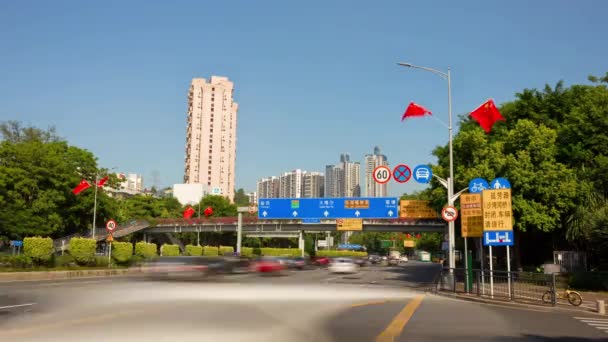 Tráfego Paisagem Urbana Shen Zhen Com Pessoas Timelapse Footage Panorama — Vídeo de Stock