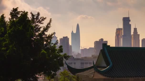 Shen Zhen Zeitraffer Stadtbild Aufnahmen Tageszeit Panorama — Stockvideo