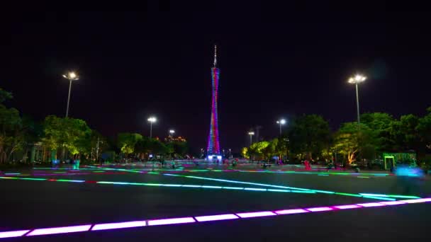 Guangzhou Ene Guangzhou Canton Tower Guangzhou China Colorida Escena Del — Vídeos de Stock