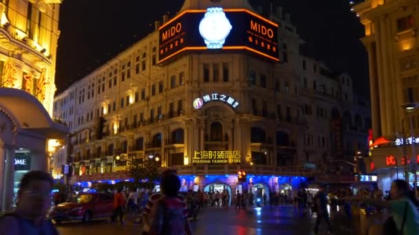 Nacht Tijd Verkeer Straten Van Shanghai Beelden China — Stockvideo