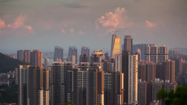 Chine nuit éclairée ville zhuhai circulation rue carrefour panorama aérien 4k laps de temps — Video