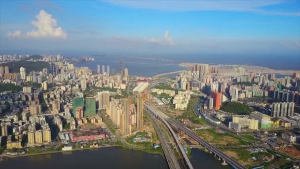 Zhuhai stadsgezicht verkeer panorama — Stockvideo
