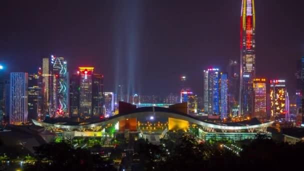 Shen Zhen Timelapse Metragem Cityscape Noite Panorama Tempo — Vídeo de Stock