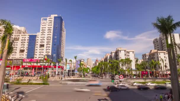 中国夜の時間点灯して珠海市トラフィック通り交差点空中パノラマ 4 k の時間経過 — ストック動画