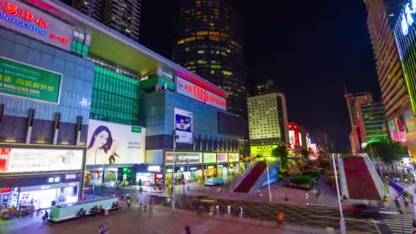 Shen Zhen Stadsbilden Trafik Med Människor Timelapse Film Panorama — Stockvideo