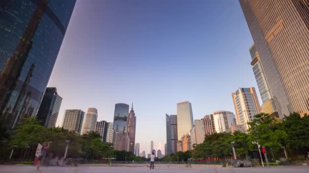 Guangzhou Paisagem Urbana Panorâmica Aérea Com Pessoas Timelapse Imagens China — Vídeo de Stock