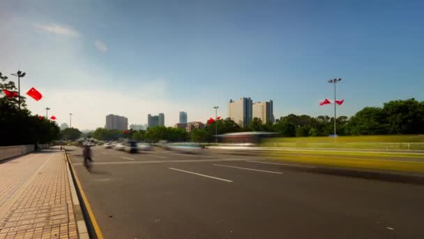 有名な上海浦東景観空中交通タイムラプス パノラマ — ストック動画