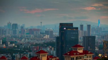 Çin gece ışıklı zhuhai şehir trafik sokak kavşak hava panorama 4k zaman atlamalı