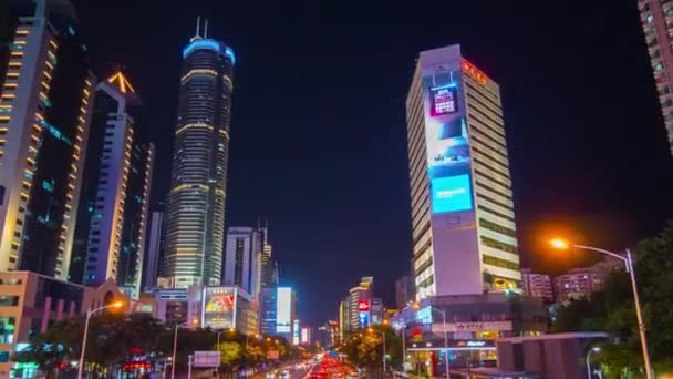 Berömda Shanghai Pudong Stadsbilden Antenn Trafik Timelapse Panorama Kina — Stockvideo