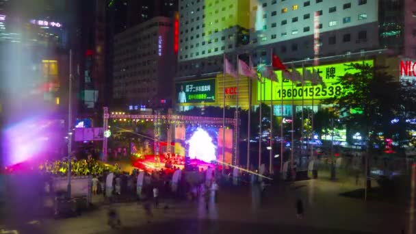 Shenzhen Kina December 2017 Nattlampa Trångt Panoramautsikt Tid Förfaller Circa — Stockvideo