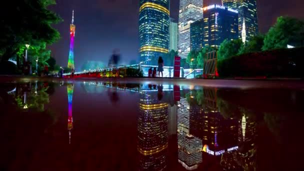 Guangzhou Jan Guangzhou Kanton Fernsehturm Guangzhou China Bunte Tageszeit Szene — Stockvideo