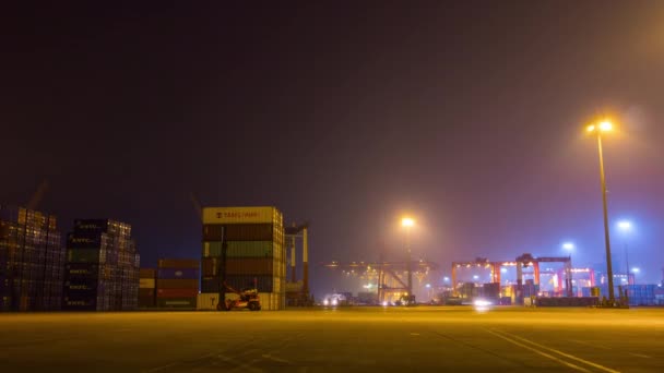 Shen Zhen Timelapse Dock Cityscape Footage Panorama — Stock Video