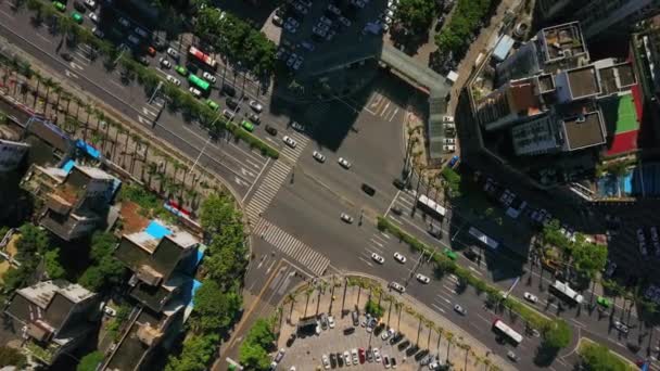 China night time illuminated zhuhai city traffic street crossroad aerial panorama 4k time lapse — Stock Video