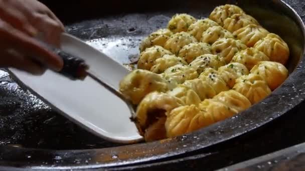 Éjszakai Fény Shanghai City Nemzeti Utcai Élelmiszer Közel Fel Kína — Stock videók