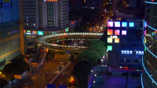 Cina Notte Shenzhen Panorama Del Traffico — Video Stock