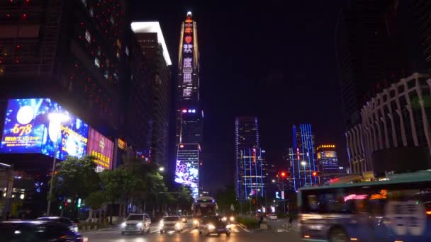 中国の夜時間深セン交通パノラマ — ストック動画