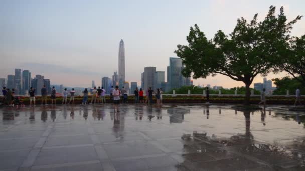 Shen Zhen Cityscape Traffic People Footage Panorama — Stock Video