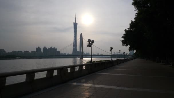 Giorno Guangzhou Paesaggio Urbano Industriale Panorama Aereo Filmati Cina — Video Stock