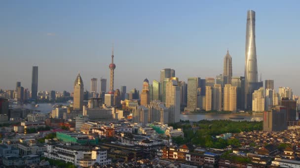 Famosa Paisagem Urbana Shanghai Panorama Aéreo China — Vídeo de Stock