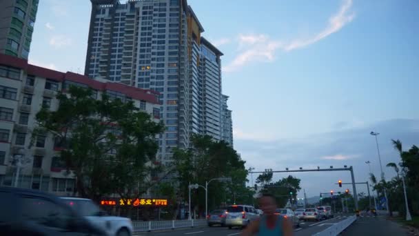 Zhuhai Ciudad Tráfico Calle Cruce Antena Panorama China — Vídeos de Stock