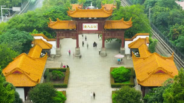 Wuhan caminar bahía puente panorama — Vídeos de Stock