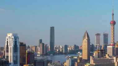 Ünlü cityscape hava panorama 4k Çin shanghai