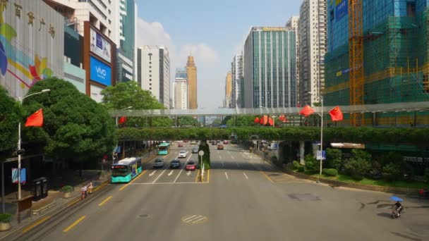 Китай День Час Шеньчжень Трафіку Панорама — стокове відео