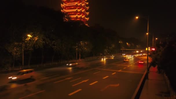 Imágenes Tráfico Paisaje Urbano Lapso Tiempo Ciudad Wuhan China — Vídeos de Stock