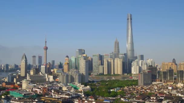 Famosa Paisagem Urbana Shanghai Panorama Aéreo China — Vídeo de Stock