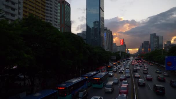 China Tag Zeit Shenzhen Verkehr Panorama — Stockvideo