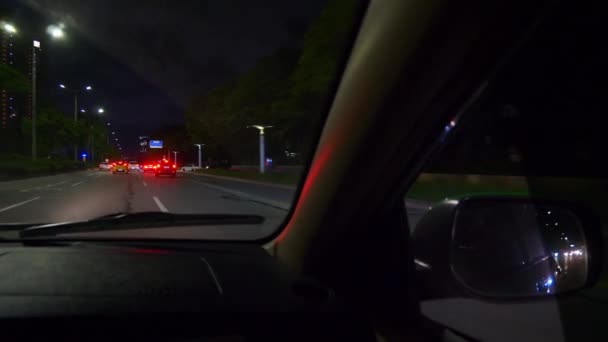 通り交差点空中パノラマ タイムラプス中国珠海市夜のトラフィック — ストック動画