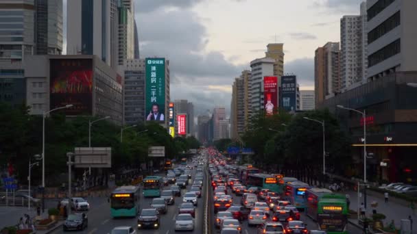 Cina Giorno Shenzhen Panorama Del Traffico — Video Stock