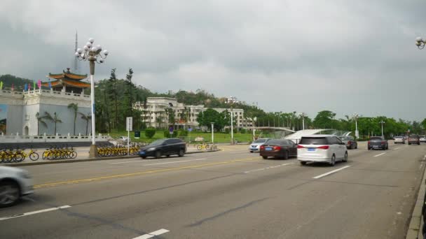 Zhuhai Ciudad Tráfico Calle Cruce Antena Panorama China — Vídeos de Stock